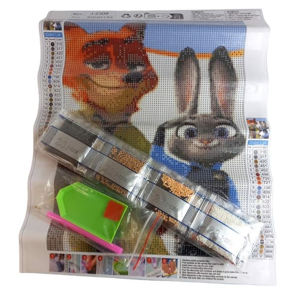 5D-timanttikirjonta, kani ja kettu, Zootopia