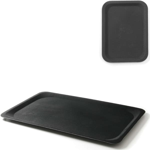 Skridsikker rektangulær tjenerbakke 20x28cm - sort