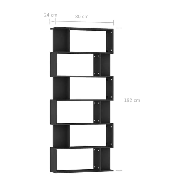 vidaXL reol/opdeler sort 80x24x192 cm spånplade