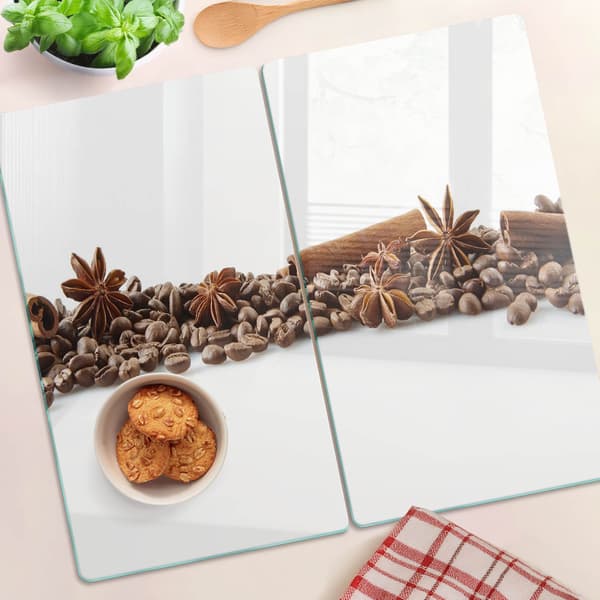 Glas Snack Serveringsbrætter Kaffebønner og Kanel 2x30x52 cm
