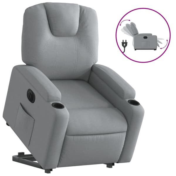 vidaXL Elektrisk lyftande massagefåtölj ljusgrå