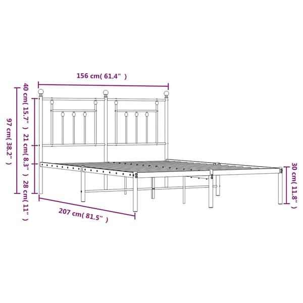 vidaXL metalsengestel med hovedgærde sort 150x200 cm