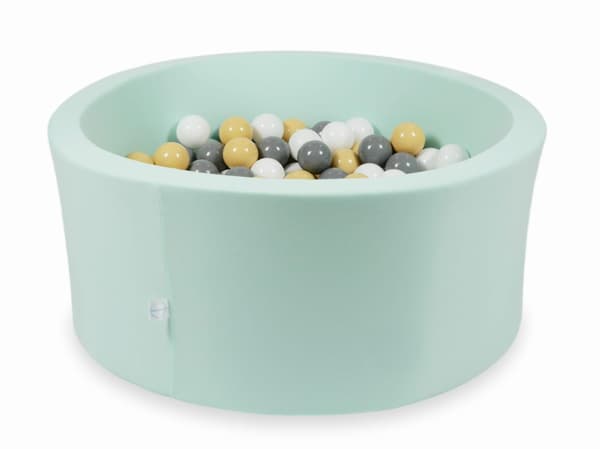 Dry mint pool 90x40 med 300 bollar: beige, grå, vit