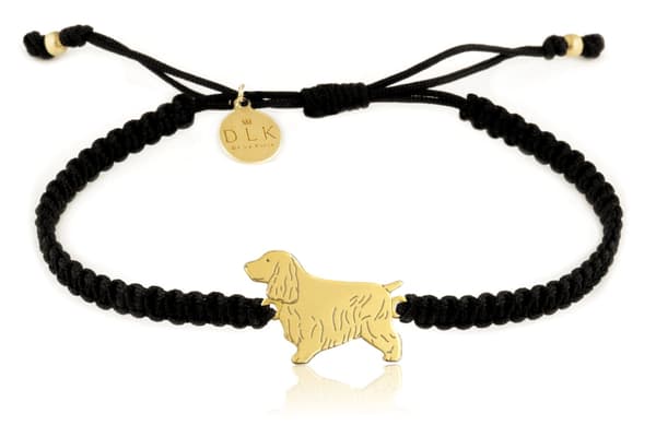 Guld Cocker Spaniel Macrame Armbånd