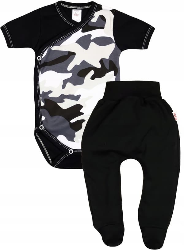 KR camouflage bodysuit + sort sovedragt 68 klekle