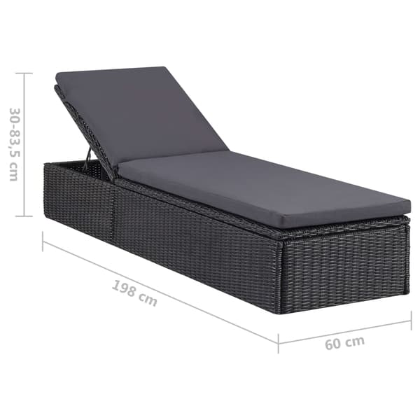 vidaXL polyrattan liggestol sort og mørkegrå