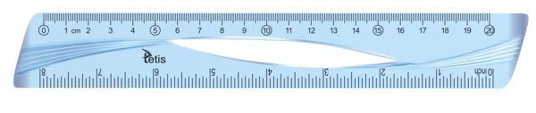 20 cm viivain. Sininen.