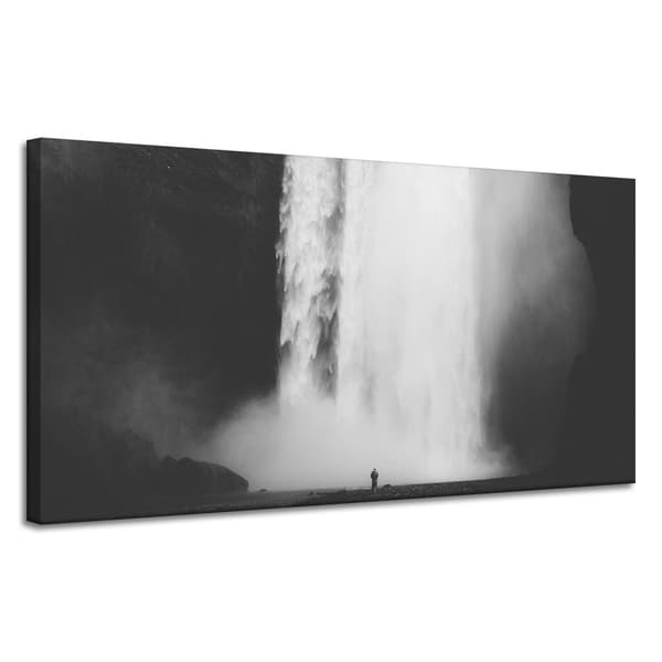 Lærredstryk Sort-hvidt vandfald 120x60 cm