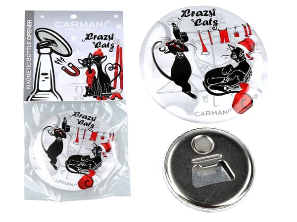 Magnetisk flasköppnare - Vinterkatter, jultomten (carmani)
