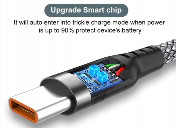 Stålgråt stærkt USB-A / USB-C-kabel 5M (5 meter) USB A - USB C 6A
