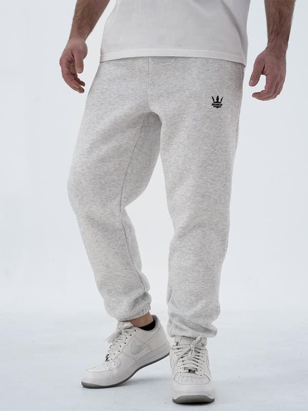 Jigga Wear Small Crown Herre Lysegrå/Sort Joggingbukser S