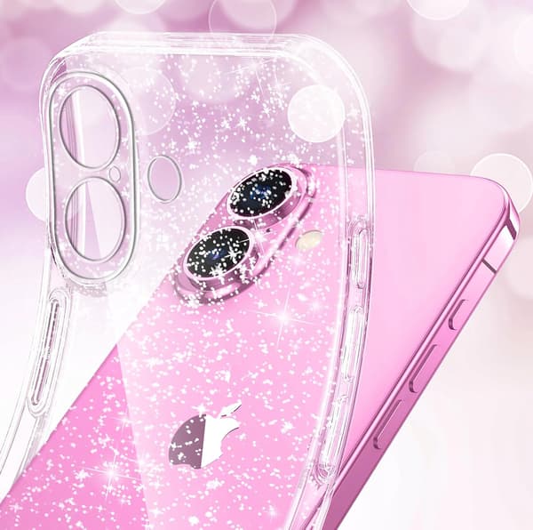 Etui til iPhone 17 KLAR GLITTER SKINNER 2MM + 9H GLAS