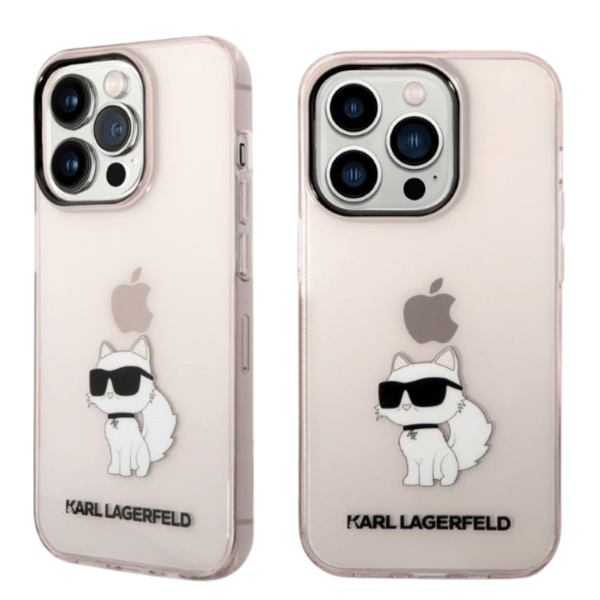 Karl Lagerfeld Ikonik Choupette-etui til iPhone 14 Pro, lyserød