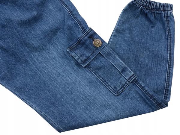 DRENGE CARGO JEANS MED ELASTIK, RØDT BÆLTE, blå 4 J193M