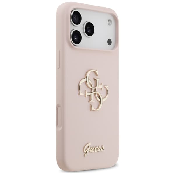 Guess Silikone Stort 4G Script Etui til iPhone 17 Pro Max Lyserød