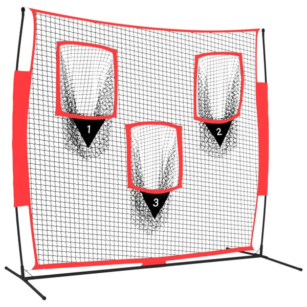 vidaXL bærbart baseballnet sort og rød 183x105x183 cm