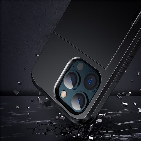 iPhone 12/12 Pro cover, glidende kortholder, sort