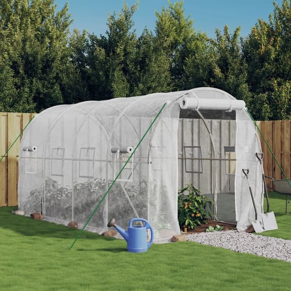vidaXL Växthus med stålram, vit, 8 m², 4x2x2 m