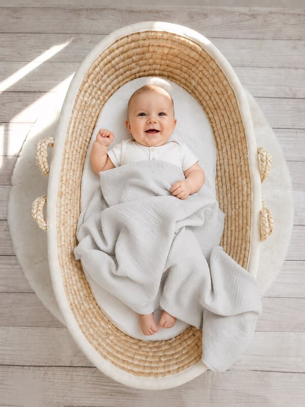 Muslin Babytæppe med Kvaster - Grå