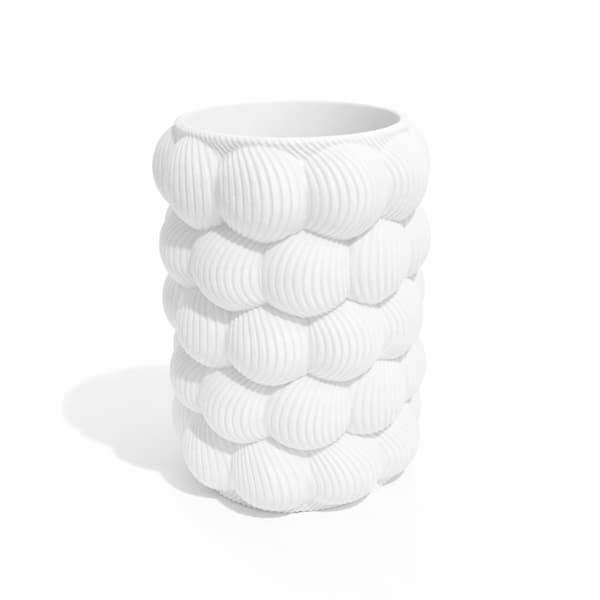 Dekorativ vas, vit, strukturell, designer, modern skulptur