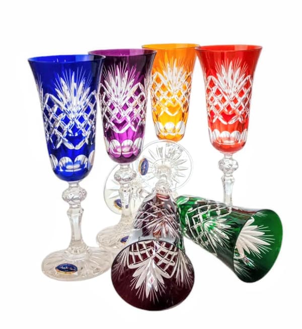 Farverige krystal champagneglas 150ml Ananas
