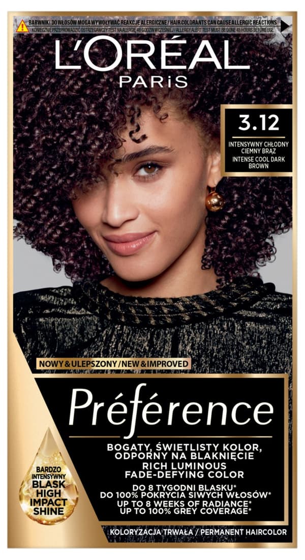 Loreal Preference -hiusväri - 3.12 Toronto Intense Cool Dark Brown (2 x 60 ml, 54 ml)
