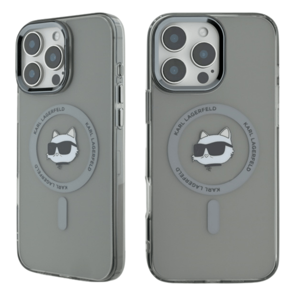 Karl Lagerfeld IML Metal Choupette Head MagSafe-etui til iPhone 15 Pro Max, sort