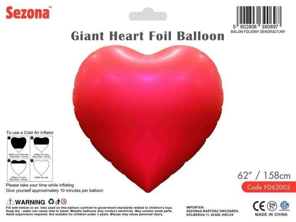Hjerteballon 158cm