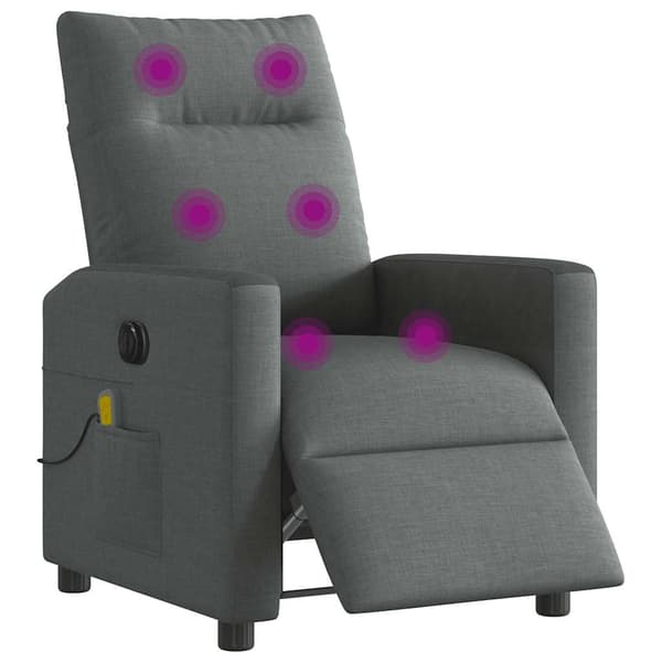 vidaXL elektrisk lænestol med massagefunktion, mørkegrå, stof