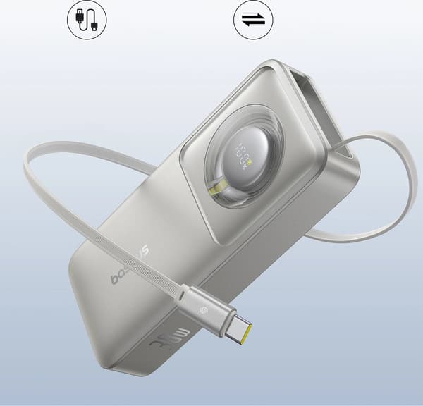 Baseus Free2Pull USB-C -varavirtalähde 10000 mAh 30 W Harmaa (P10073701843-00)