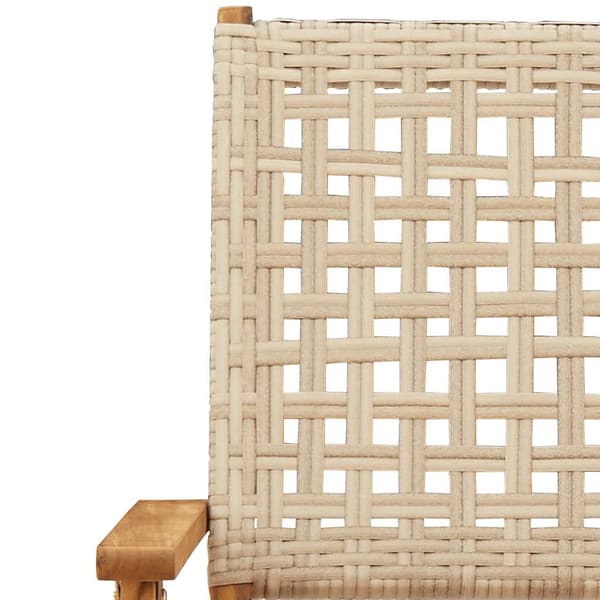 vidaXL foldbare havestole, sæt med 4, beige polyrattan og træ