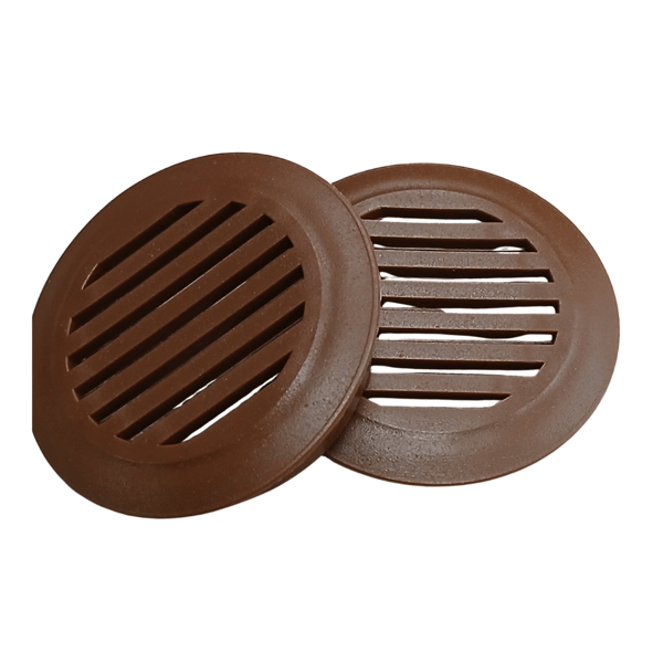 Ventilationsåbning til møbelskab, diameter 50, mørkebrun, 10 stk.