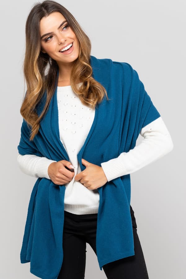 SCARF*01 dame vintertørklæde turkis farve