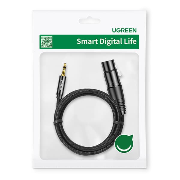 Lydkabel 3,5 mm mini-jack (han) - XLR (hun) 1 m sort
