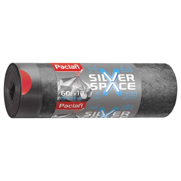 Affaldsposer 60L med tape 10 stk. Silver Space Paclan