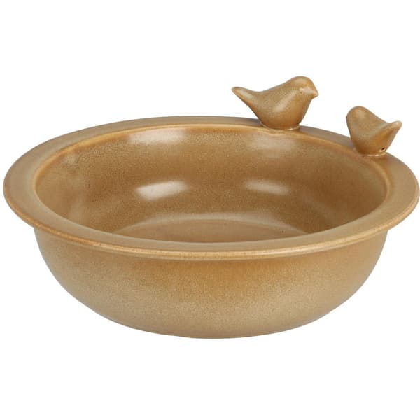 Keramisk fuglebad, beige, 24 cm