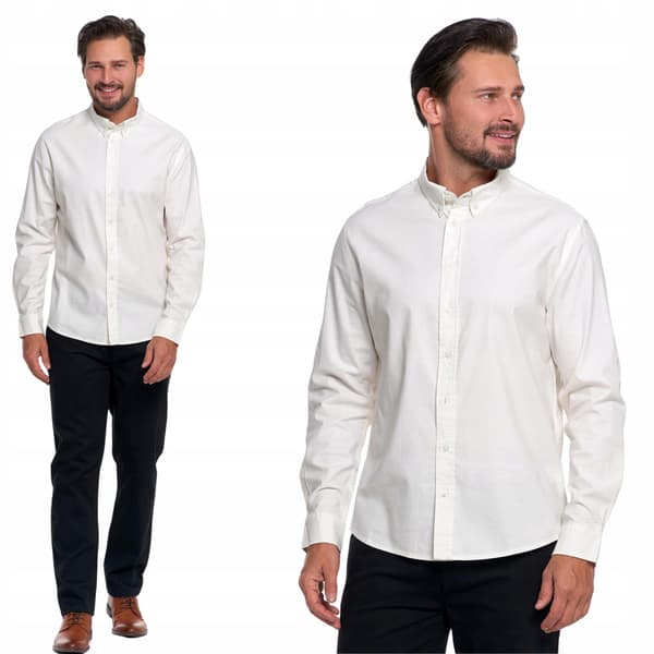 Herrskjorta i bomull, långärmad, elegant, klassisk, MORAJ, 3XL, VIT