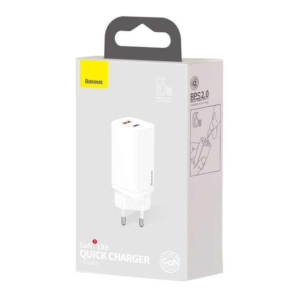 GaN2 Pro USB Snabbladdare USB-C QC PD 65W Vit