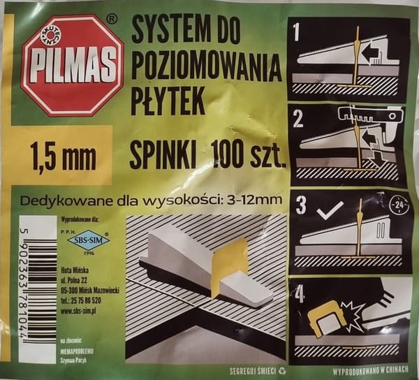 Pilmas clips til fliseudjævningssystem 1,5 mm 100 stk.