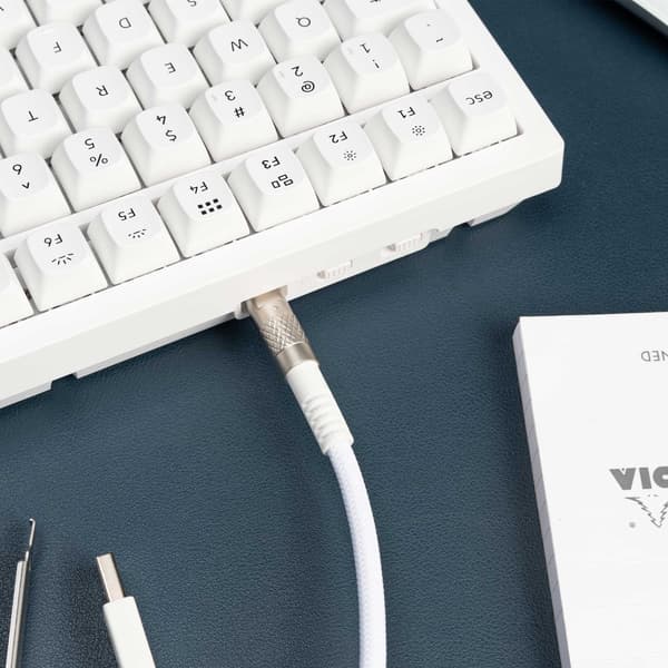 Keychron - Dubbelhylsad Geek-kabel Vit / Typ-C