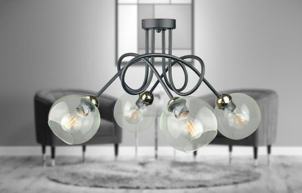 Loftlampe 4xE27 EVIE SORT/GULD