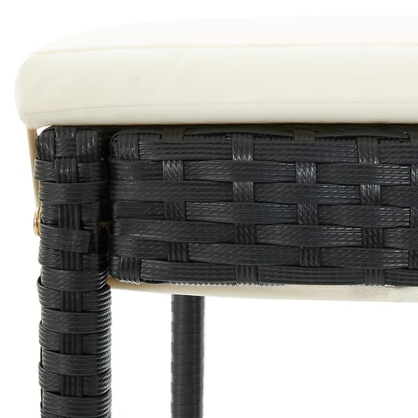 vidaXL havebarstole med hynder, sæt med 2, sort, polyrattan