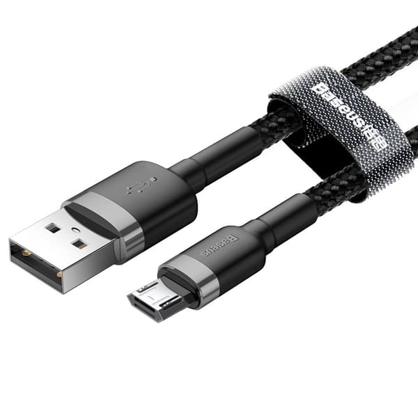 Kestävä nailonkaapeli USB microUSB 2A 3M musta ja harmaa