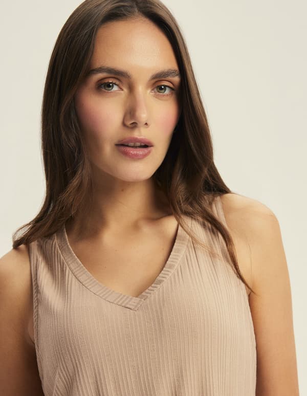 Jenius 3 Esotiq Ærmeløs Pyjamas til Kvinder | Beige M