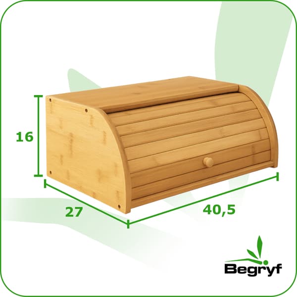 Brödlåda i bambu i trä, rullad för kök, 40x27x16 | BEGRYF