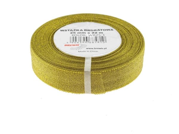 Guld glitterbånd 25mmx22m