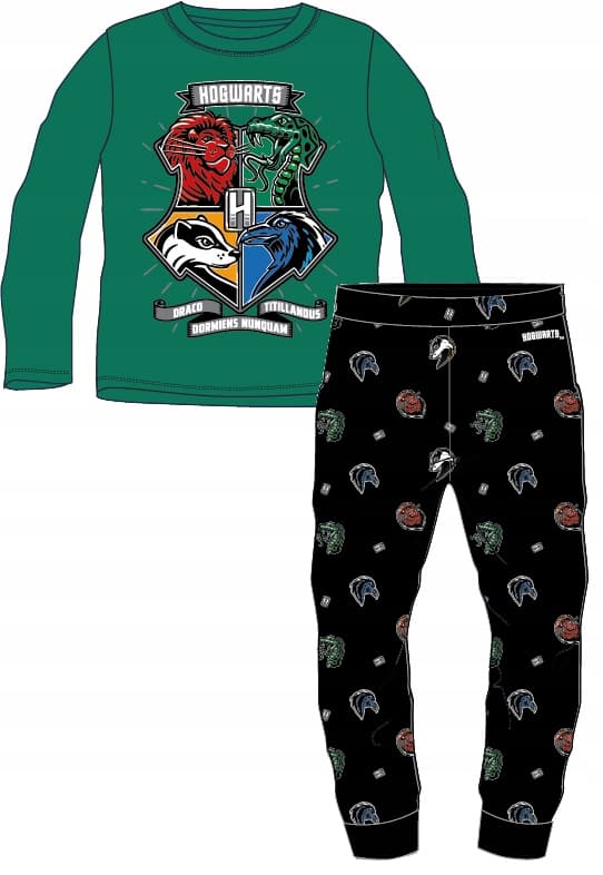 Harry Potter drengepyjamas bomuldspyjamas langærmet grøn 104
