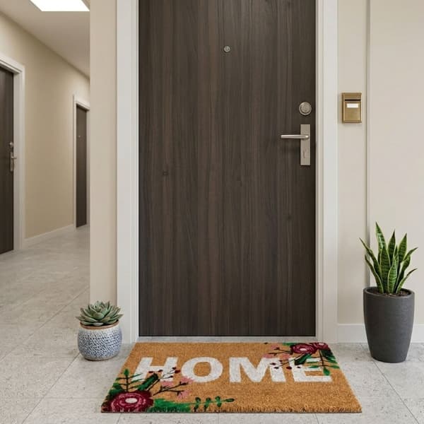 Kokos dørmåtte HOME blomster 60x40 cm
