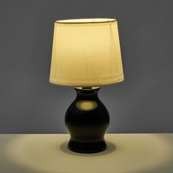 Keramisk natlampe, sort og hvid, 26 cm