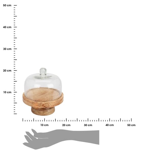 Tårtfat med glaslock av mangoträ